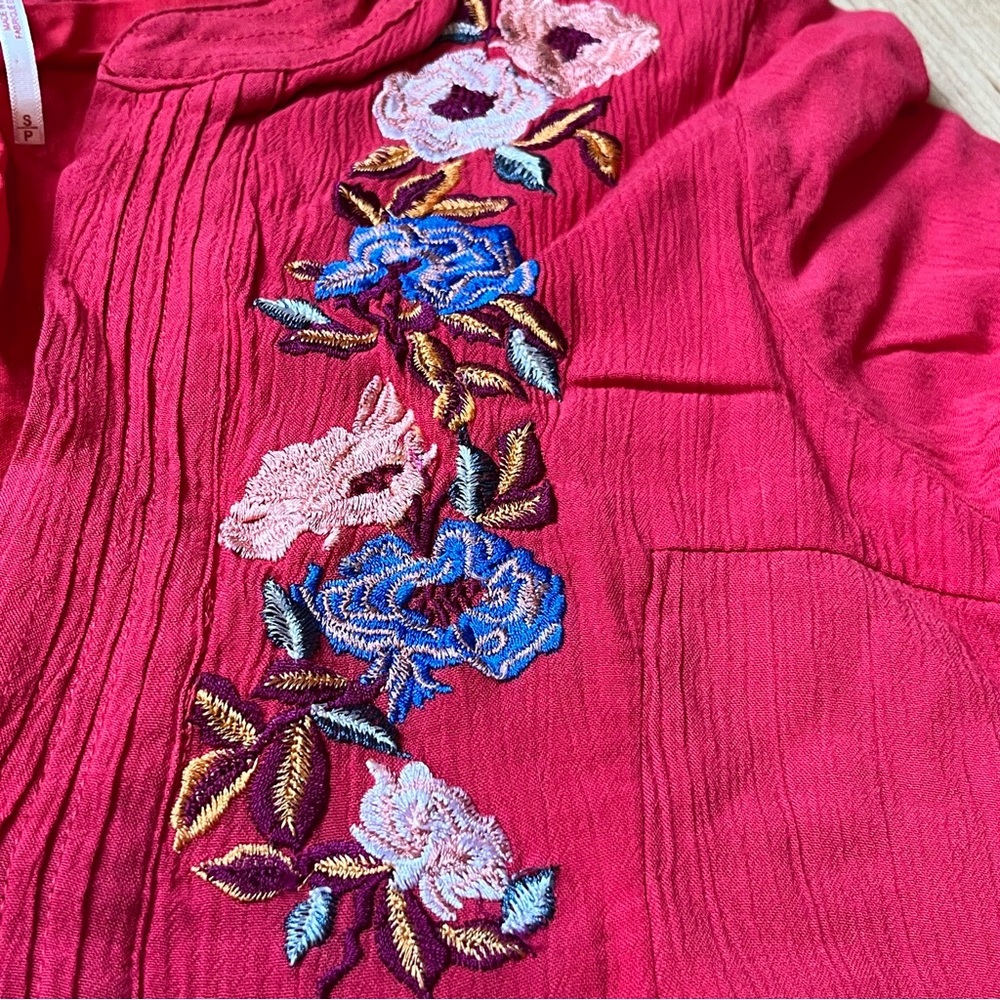 Free People Mia Gauze Embroidered Floral Print Mini Tunic Dress size small - Picture 6 of 11